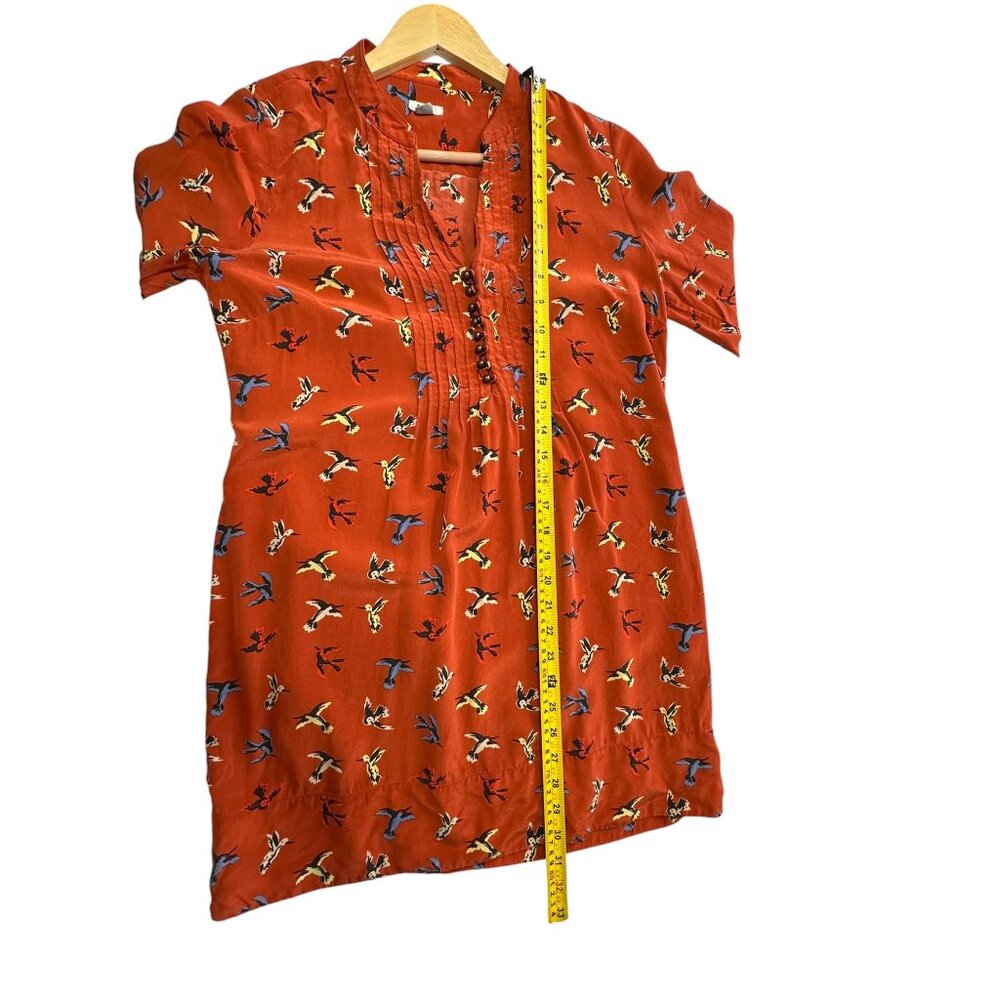 Fossill 100% silk Dress Womens Size Small‎ Pleated Cottagecore Fairycore Birds - Picture 11 of 11
